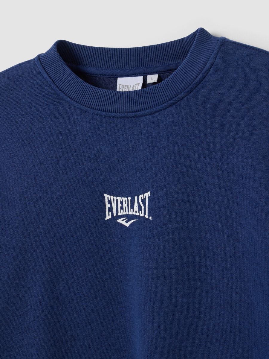 Blue cotton-blend crew-neck sweatshirt with logo_5