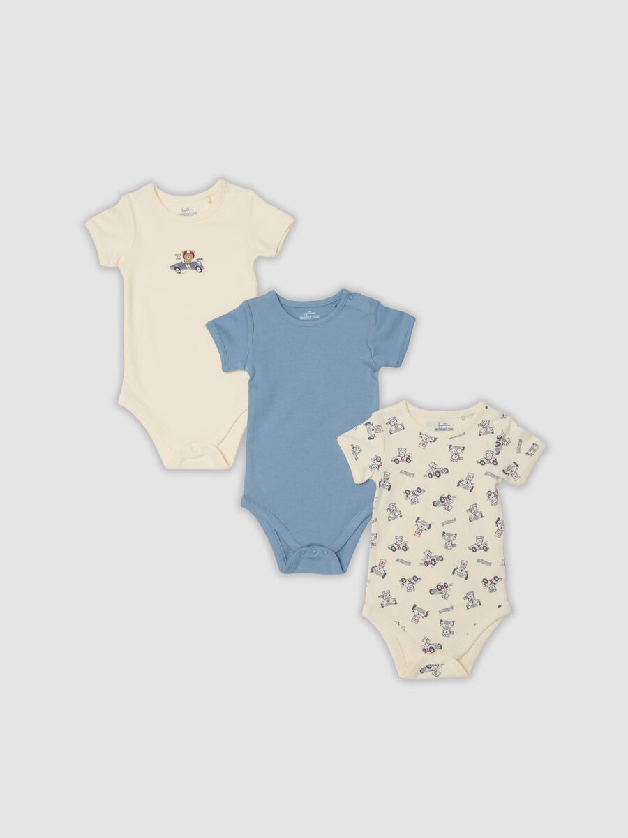 Tripack body multicolor in puro cotone organico per neonato e bimbo_0