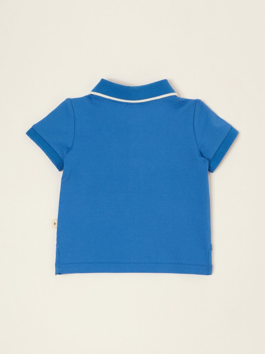 Polo blu in cotone elasticizzato a maniche corte regular fit da neonato_2