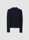Navy viscose-blend fitted cardigan with polo collar_2