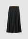 Grey wide-leg formal trousers in stretch viscose with belt_4