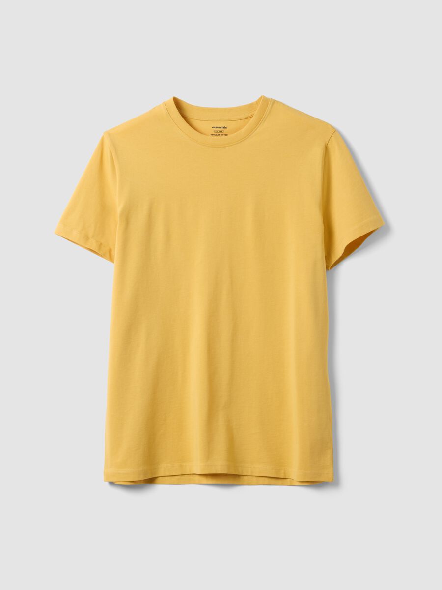 Yellow pure cotton short-sleeve T-shirt_4