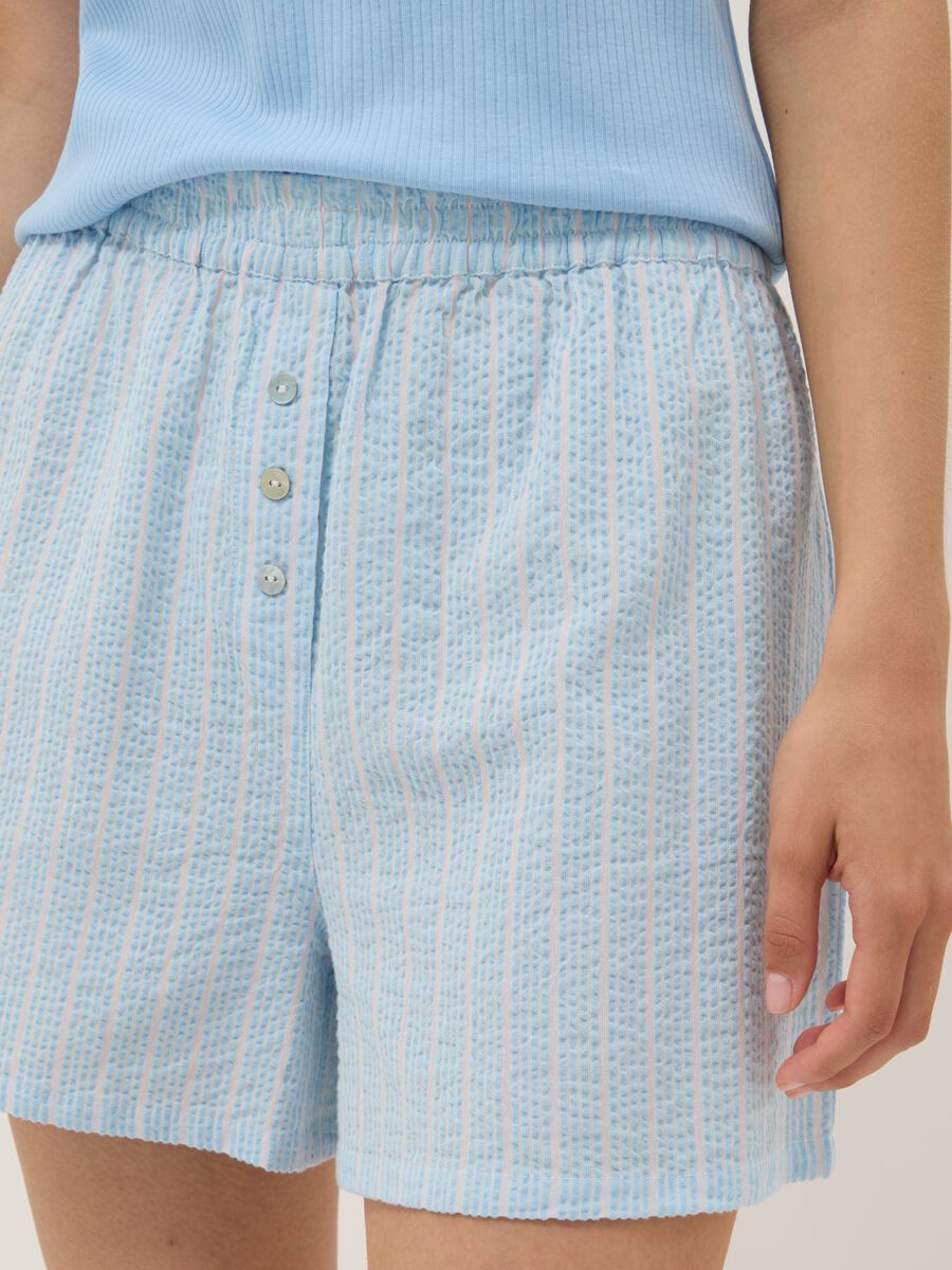 Blue striped pure cotton pyjama shorts, regular fit_3