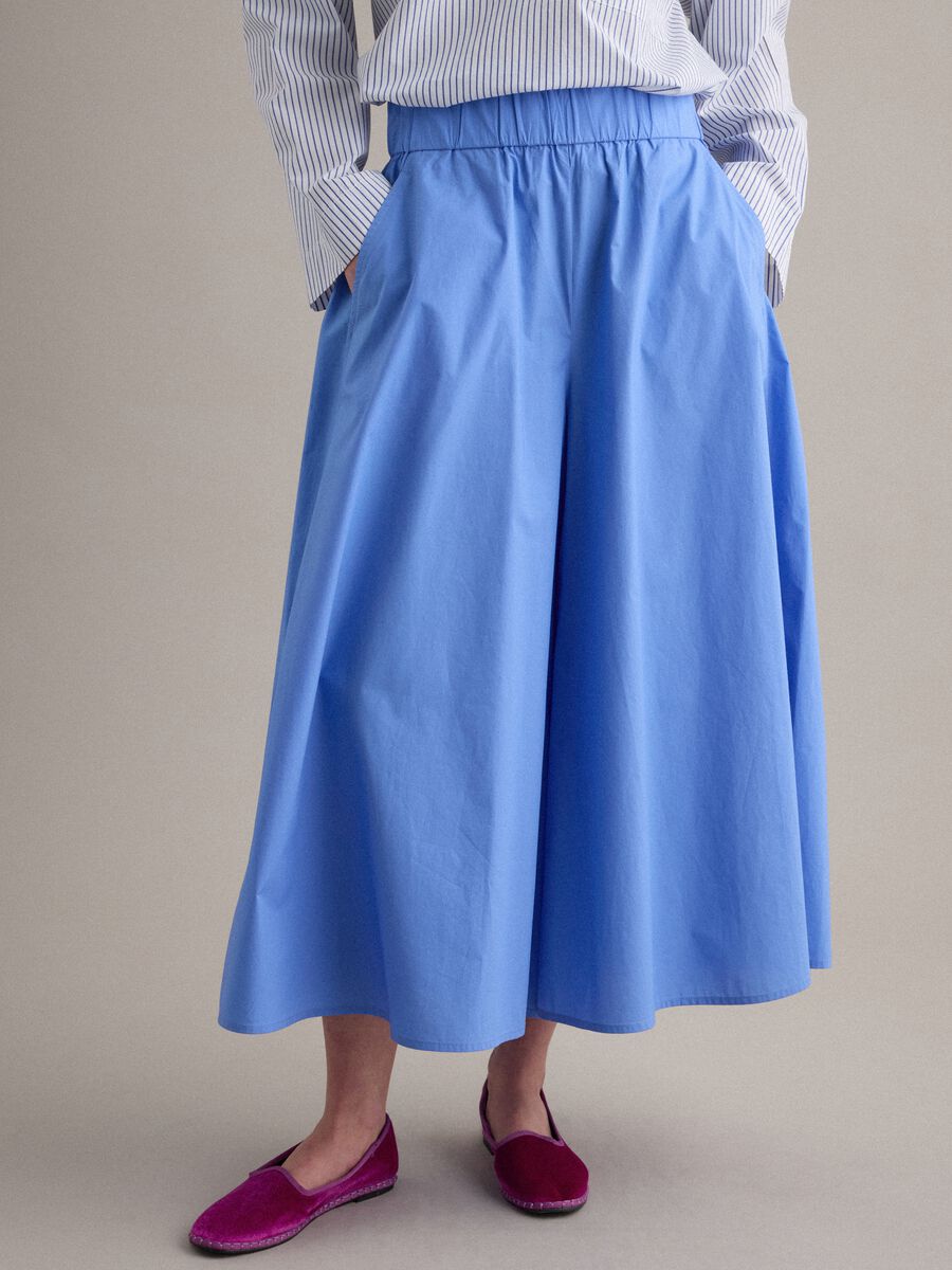 Long sky-blue skirt in pure cotton_1
