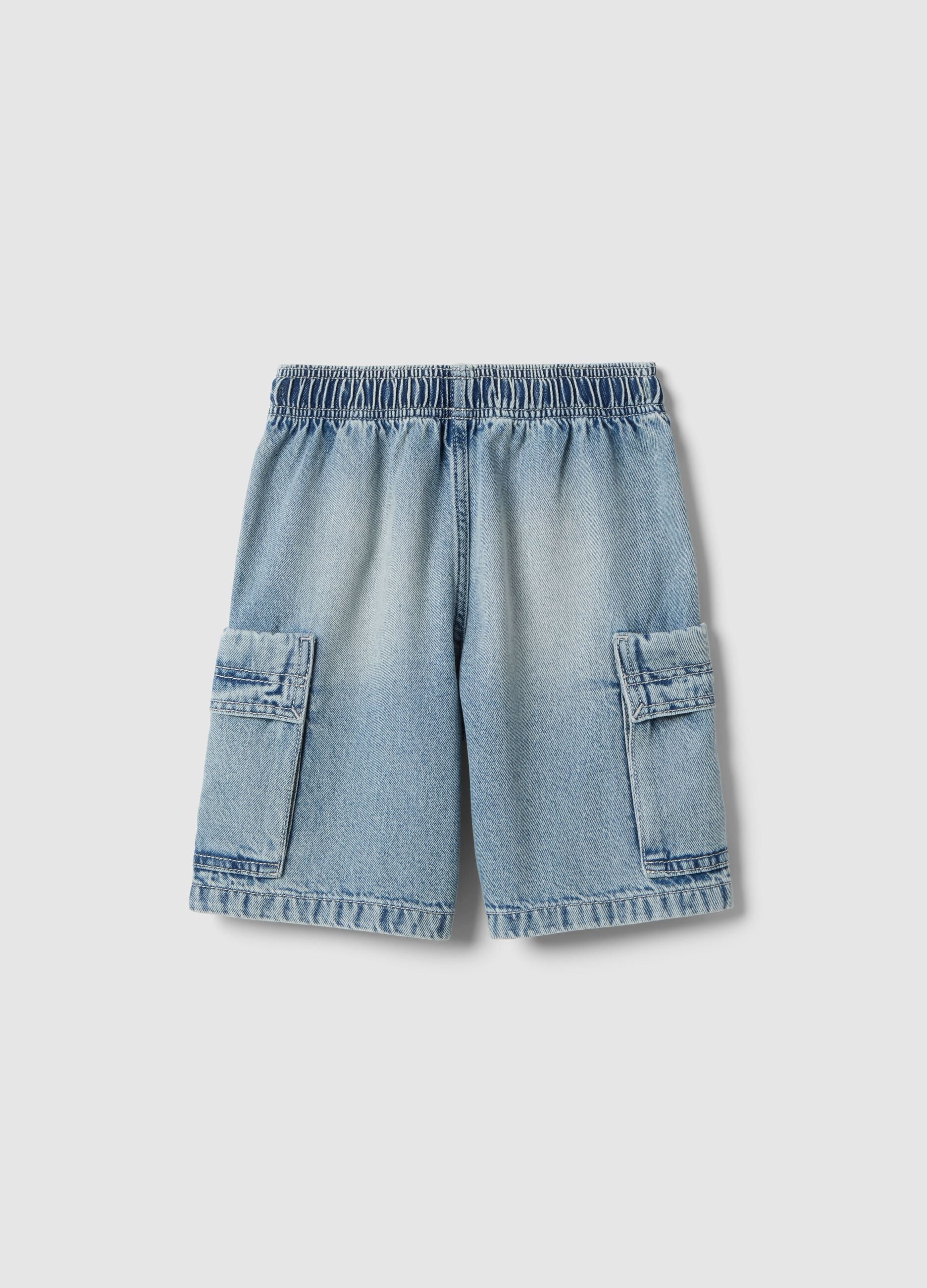 Baggy pure cotton blue shorts for boys