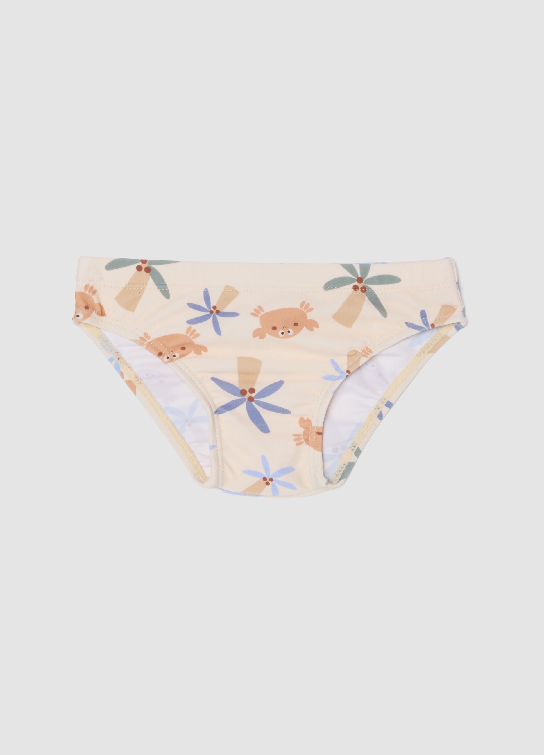 Beige baby swim briefs with prints