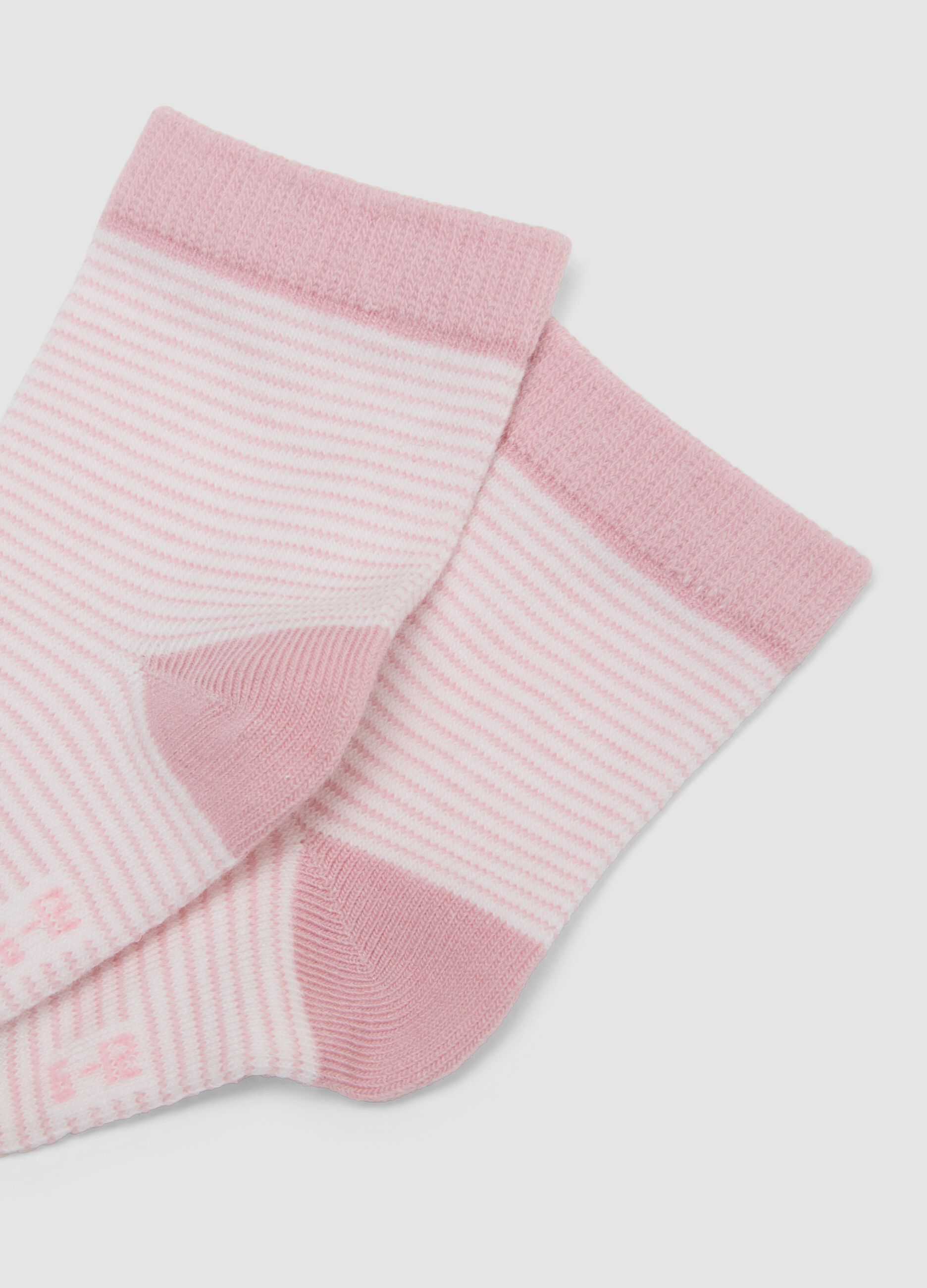 3-pack of pink striped stretch organic cotton socks