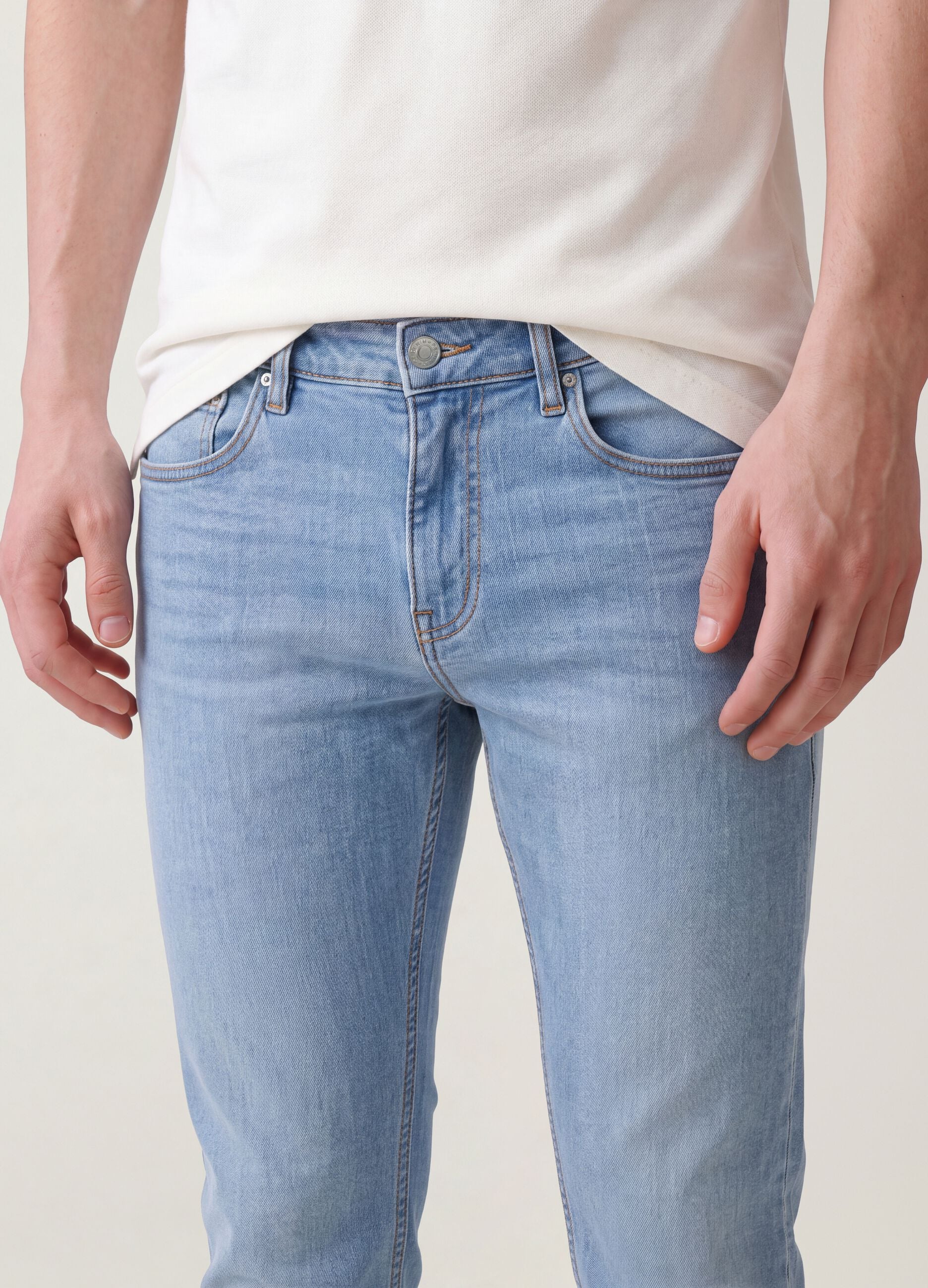 Light blue skinny stretch-cotton jeans