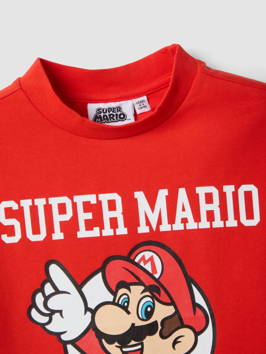 T-shirt in cotone elasticizzato rossa da bambino con Super Mario_3