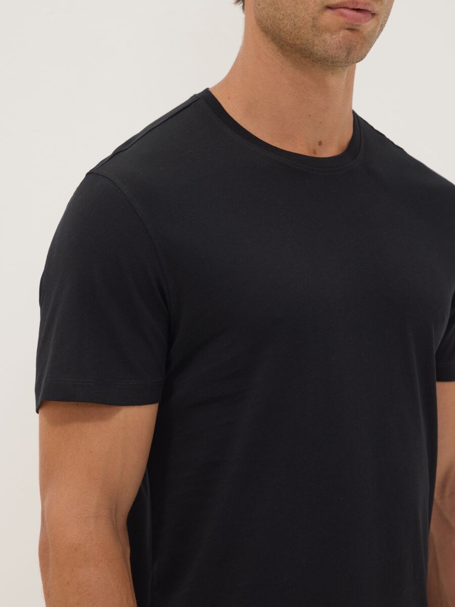 Bipack di t-shirt nere in puro cotone extrafine a girocollo_2