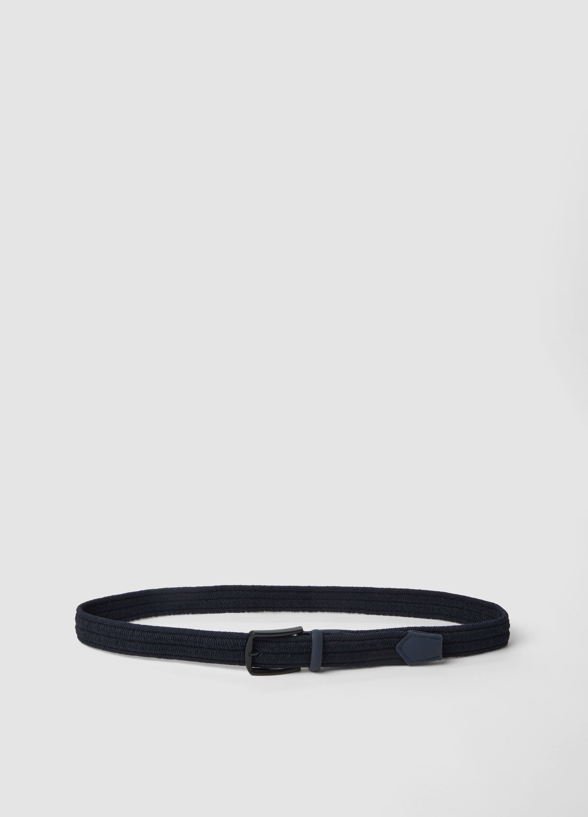 Blue braided belt with matte buckle