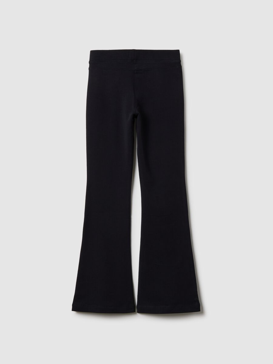 Girls' Regular Fit Black Stretch Cotton Treggings_4