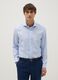 Sky blue pure cotton shirt with slim fit microcheck pattern_0