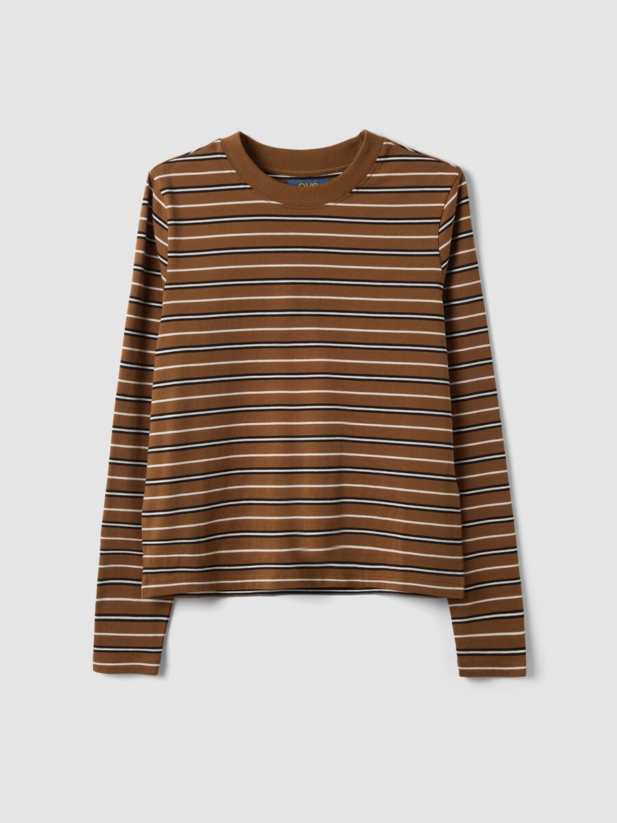 Multicolour pure cotton striped crew-neck T-shirt, regular fit_4
