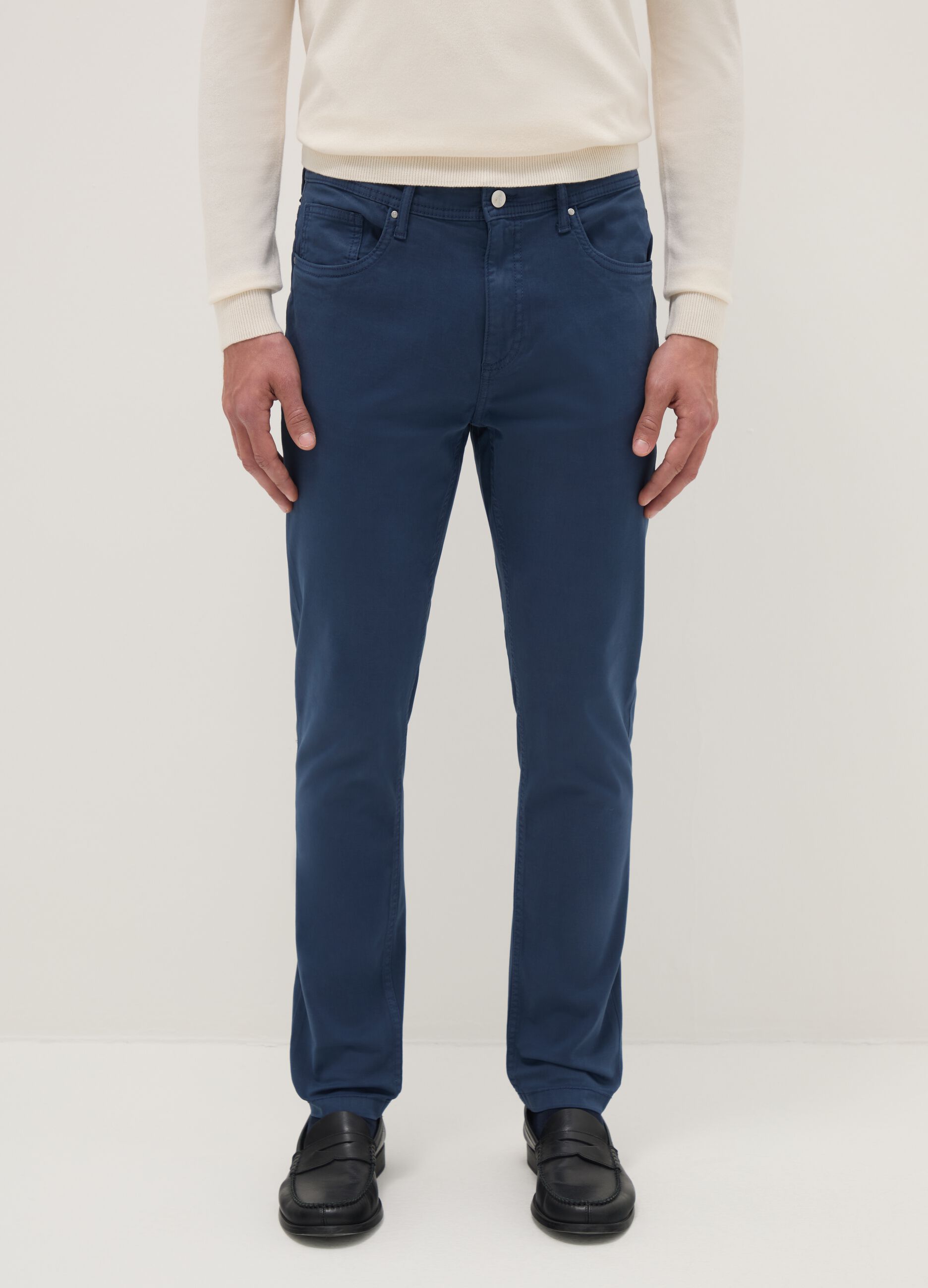 Blue cotton stretch skinny fit trousers