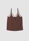 Brown stretch viscose tank top with lace and V-neckline_4