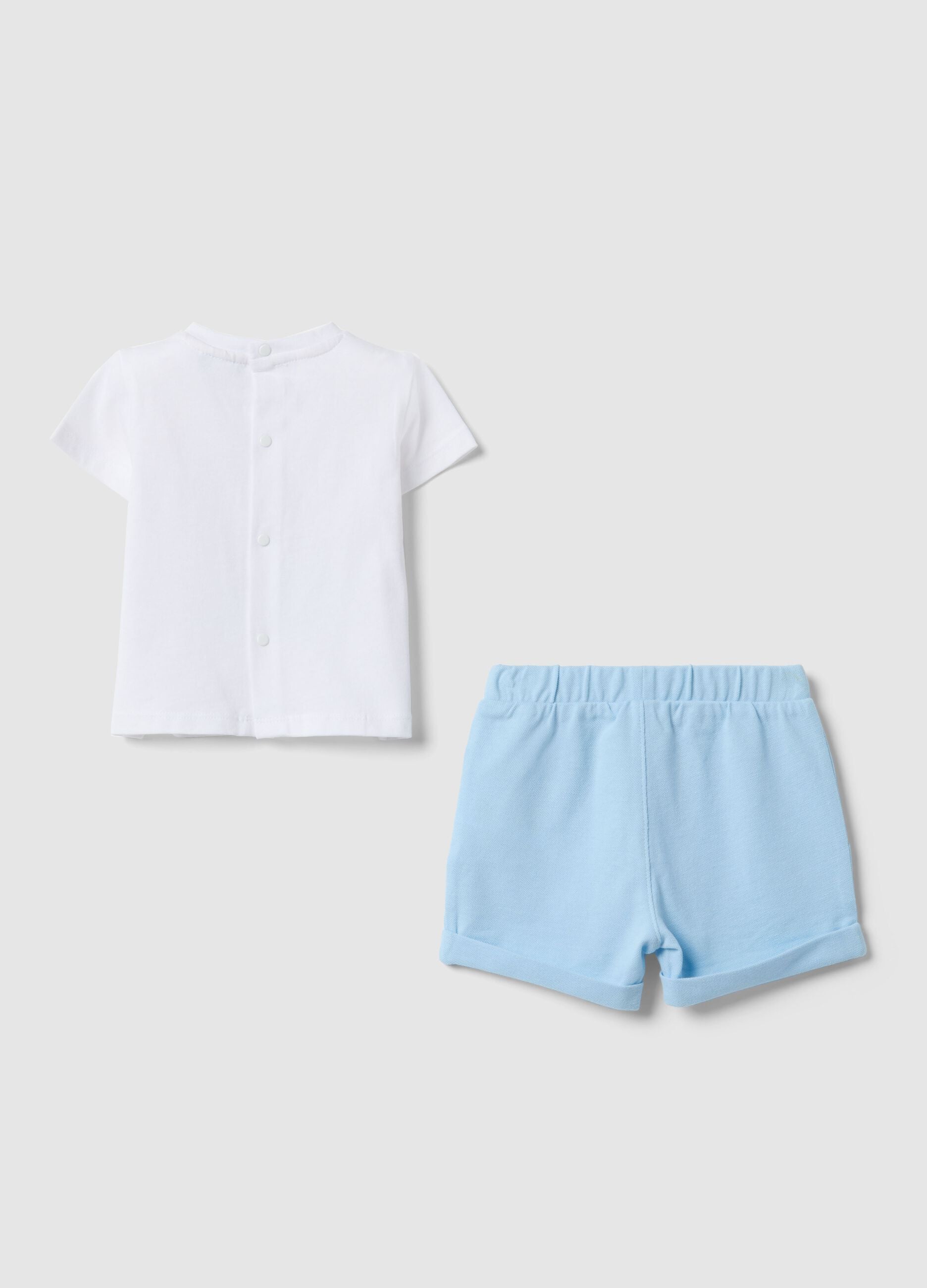 Newborn multicolour pure cotton top and shorts set