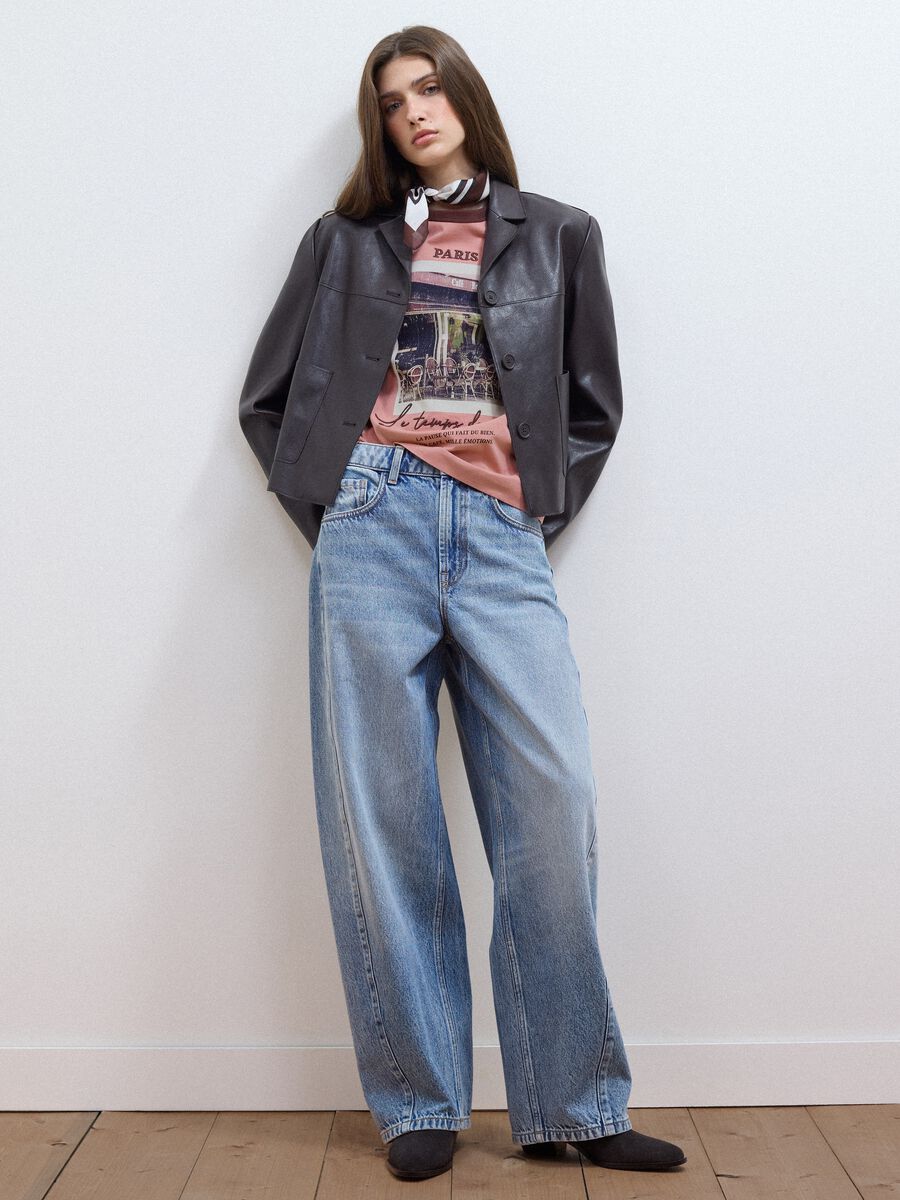Jeans azzurri balloon fit in puro cotone_0