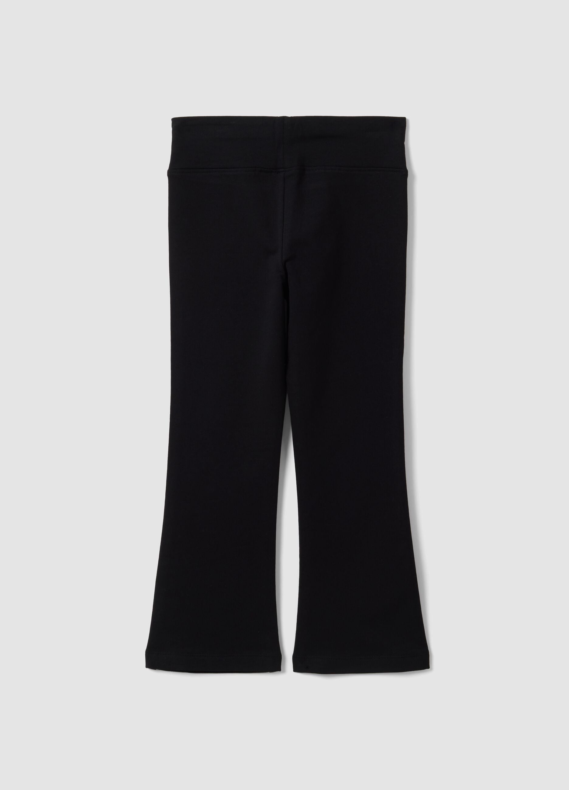Black stretch cotton regular-fit leggings for girls