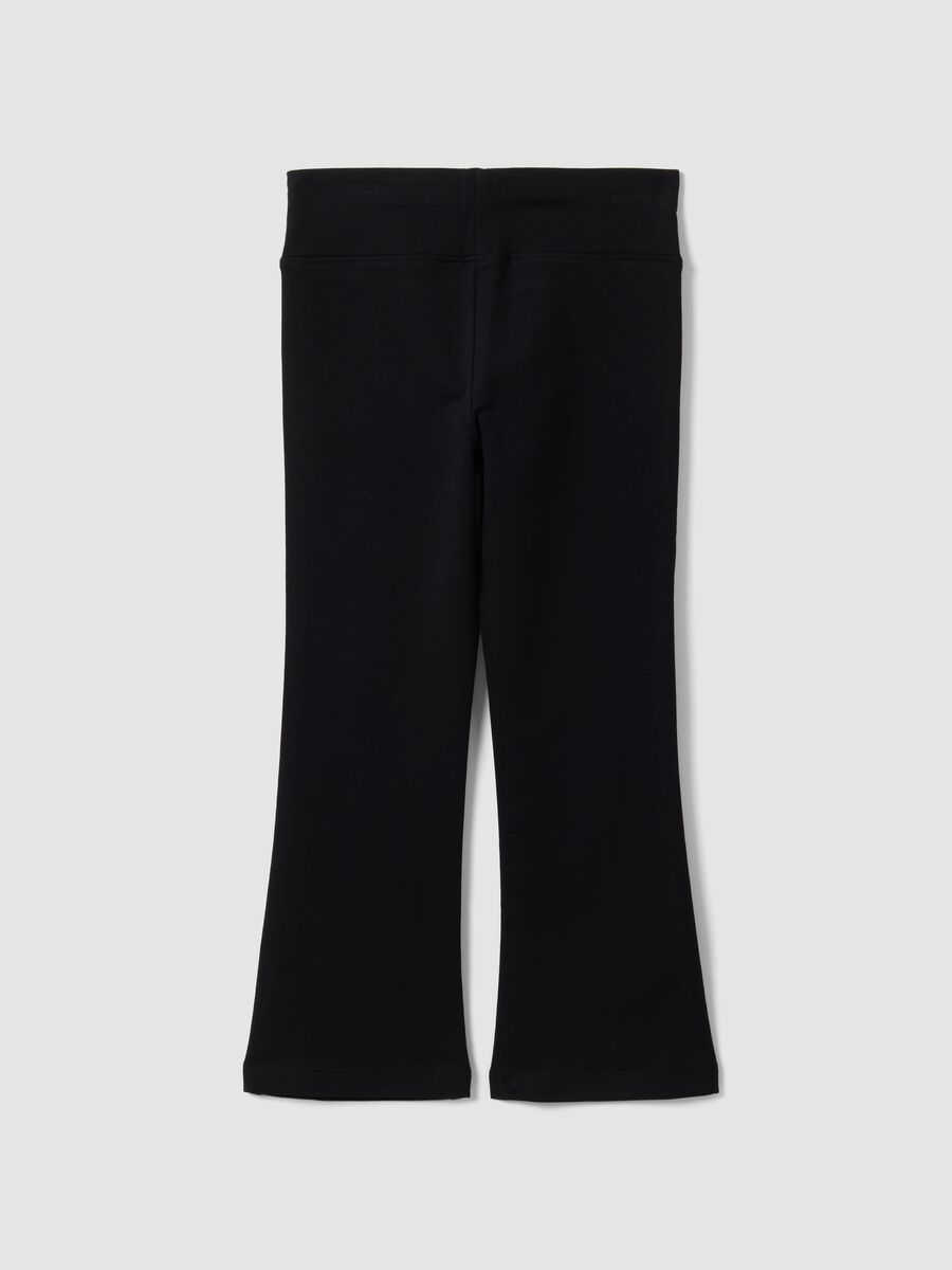 Black stretch cotton regular-fit leggings for girls_1