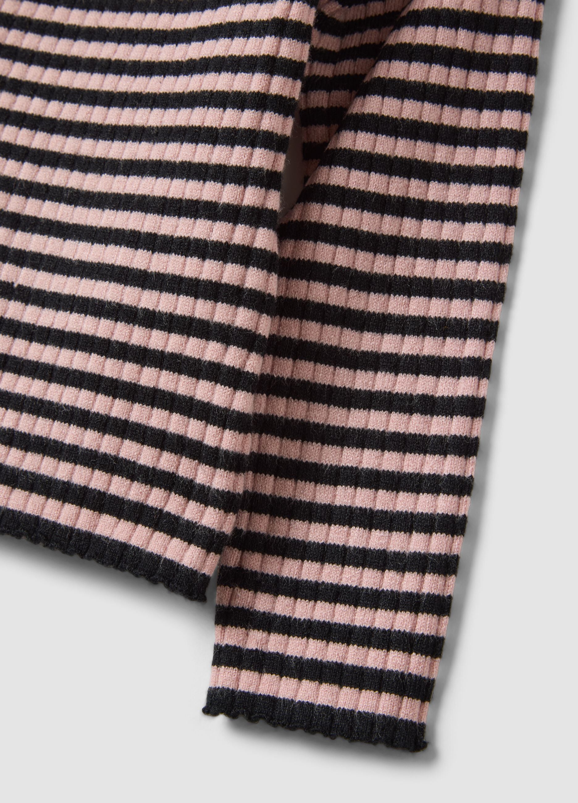 Pink striped viscose-blend crew-neck jumper