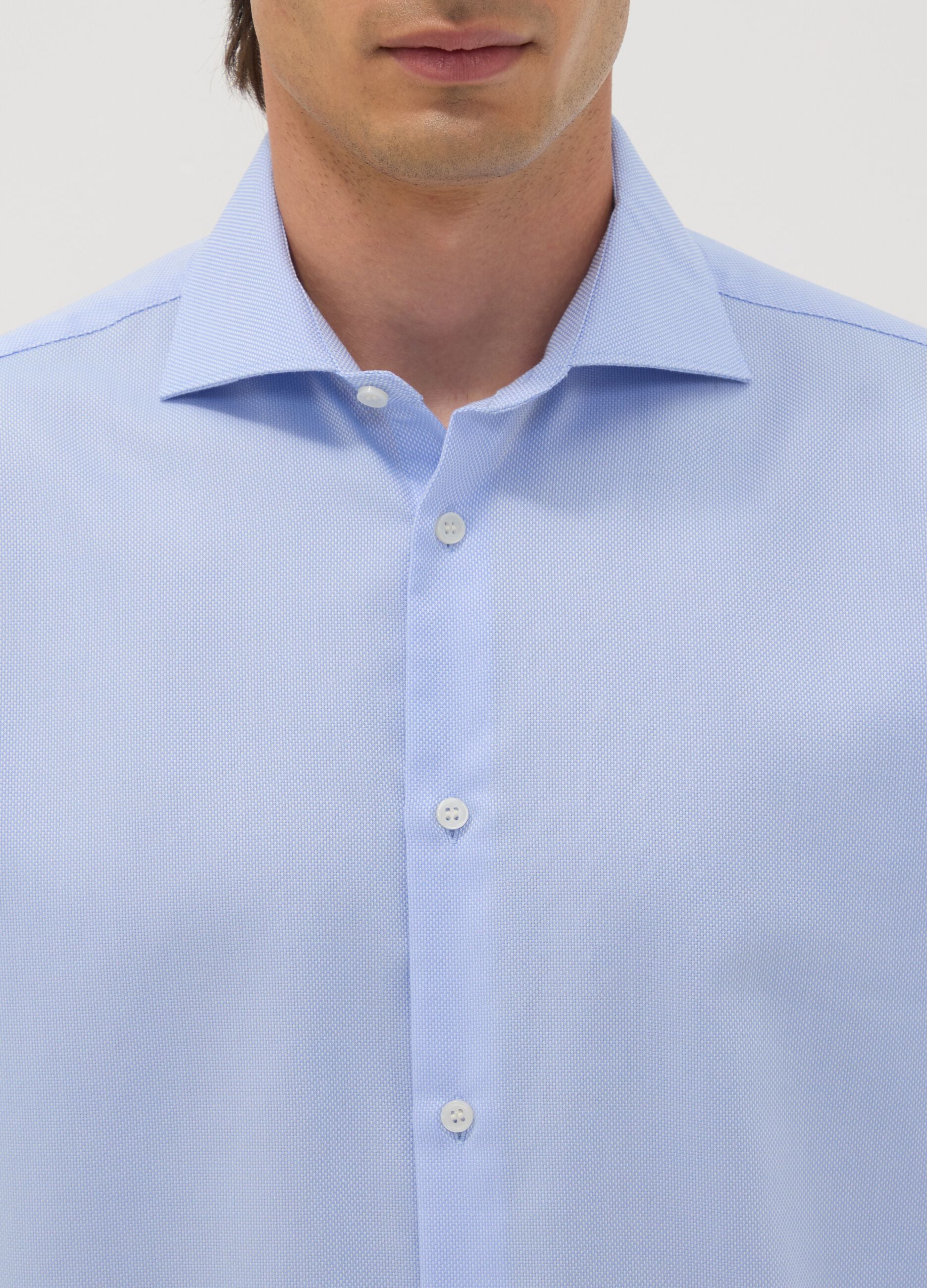 Light blue pure cotton no-iron regular fit shirt