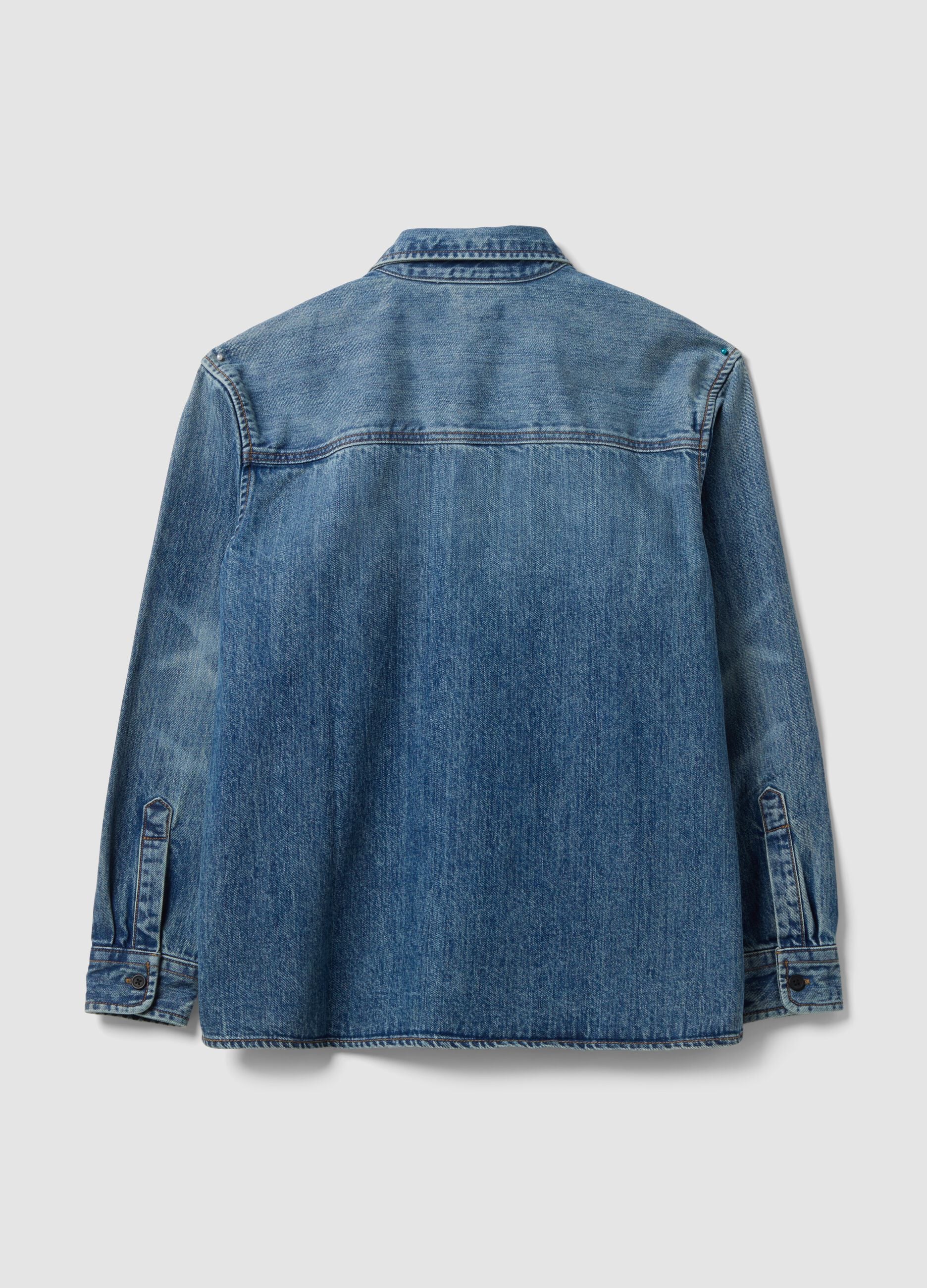 Blue denim shirt in pure cotton, regular fit