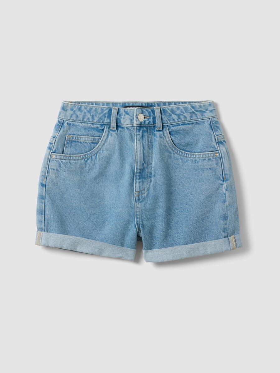 Light blue pure cotton denim shorts_4
