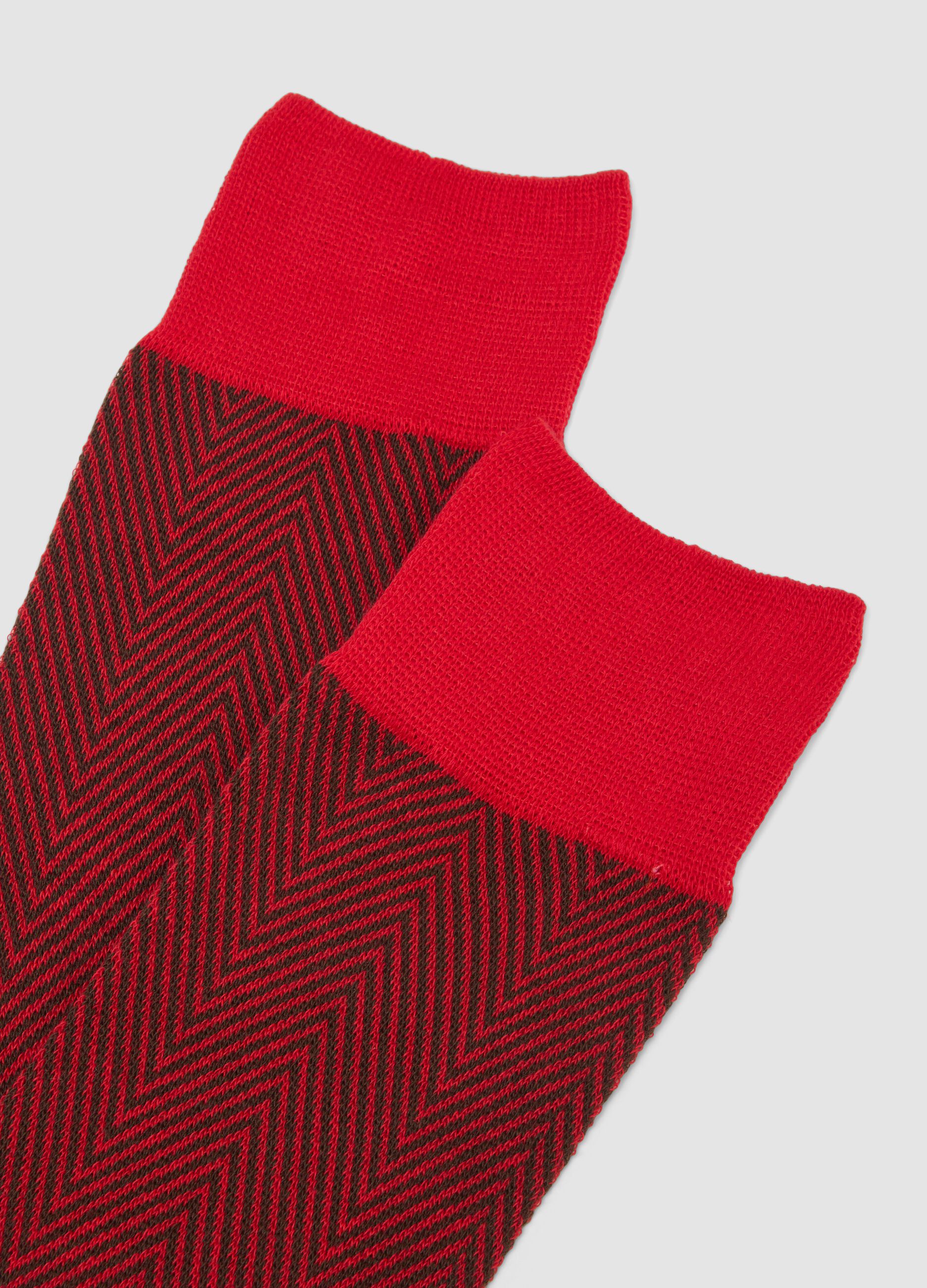 Two-pack long red stretch cotton blend socks