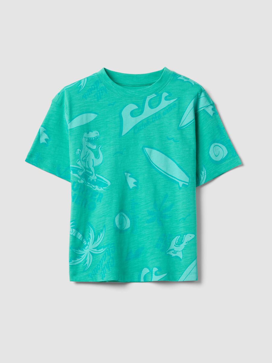 T-shirt verde a maniche corte in puro cotone_0