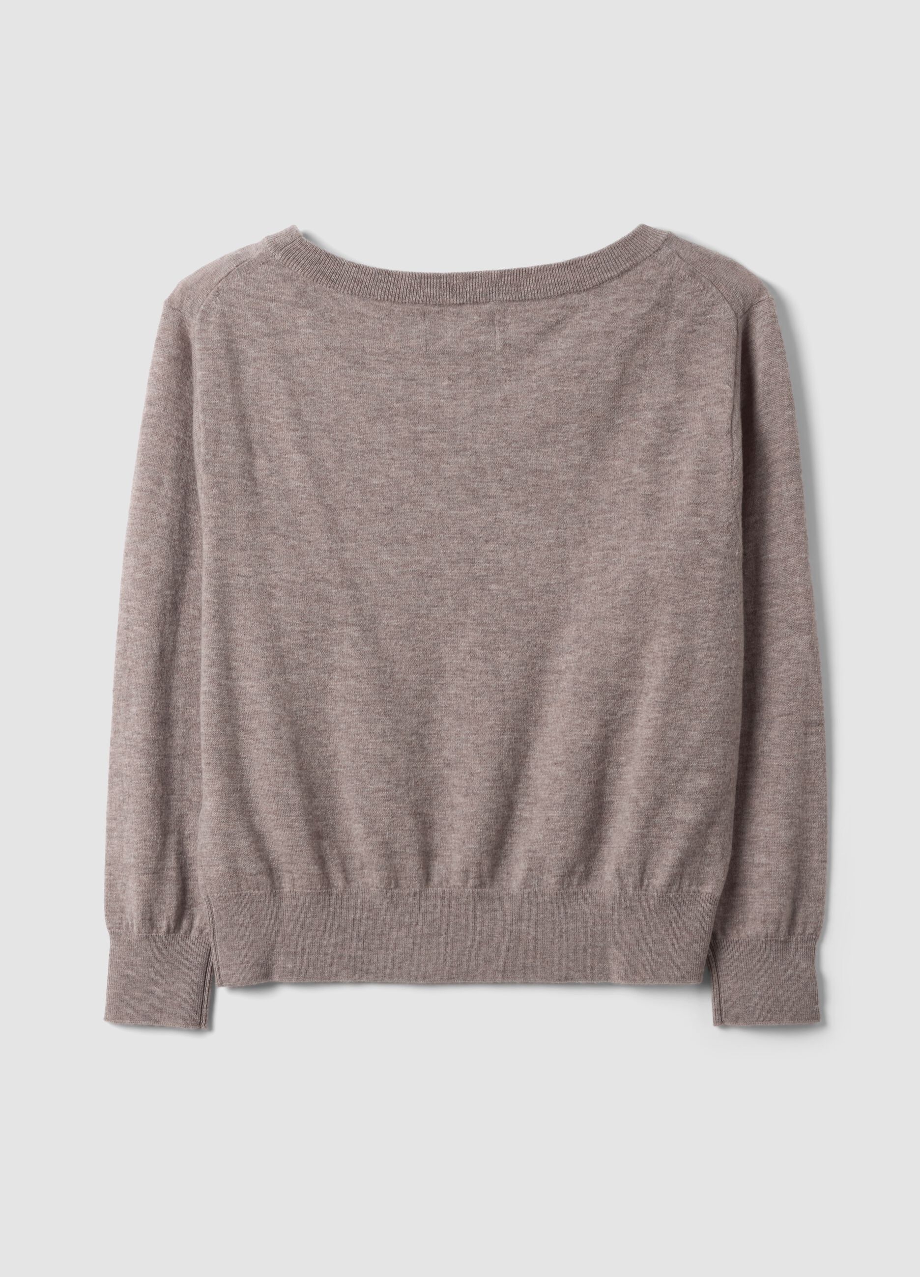 Grey pure wool boat-neck jumper