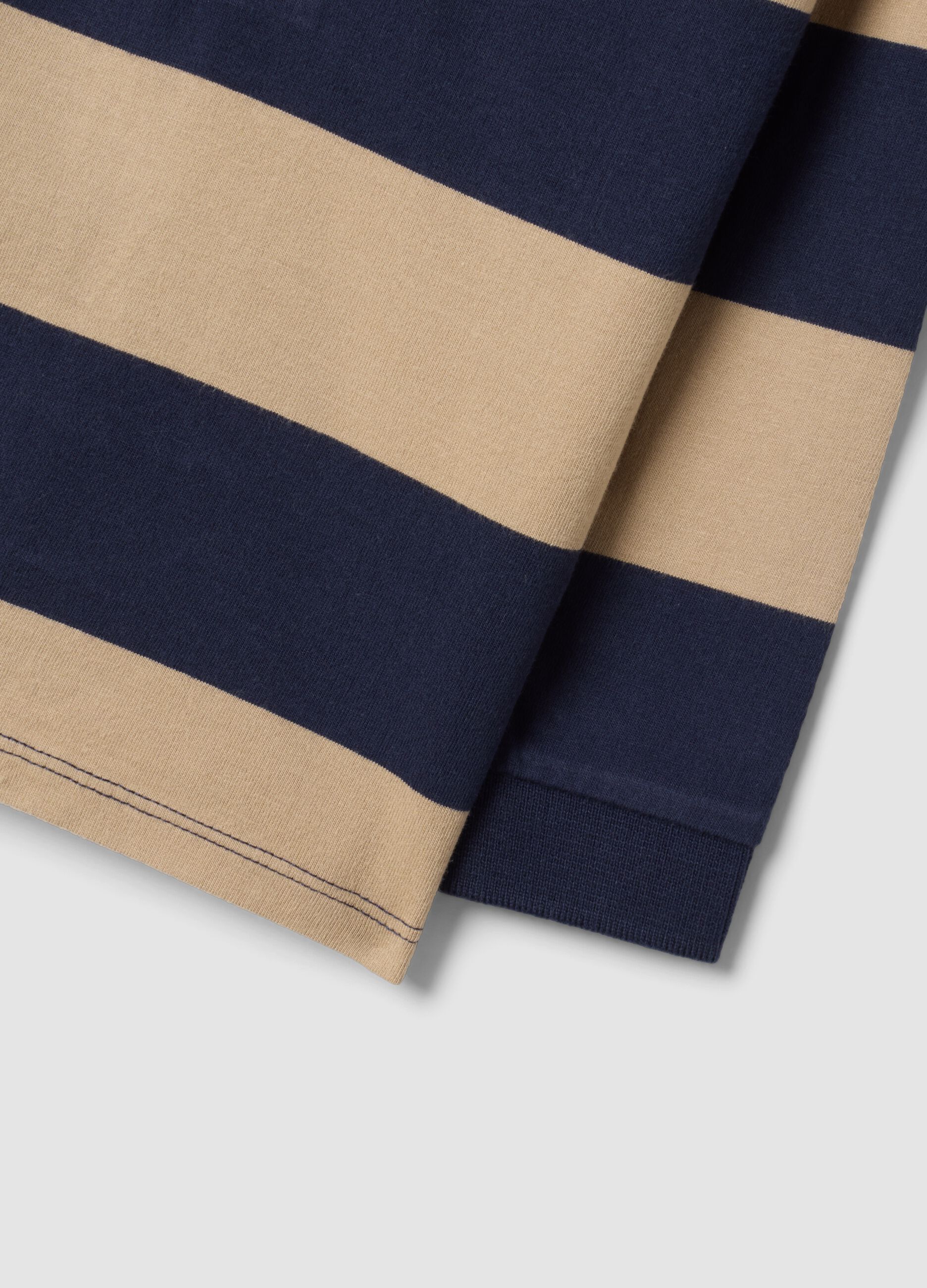 Blue striped polo shirt in pure organic cotton for baby boy