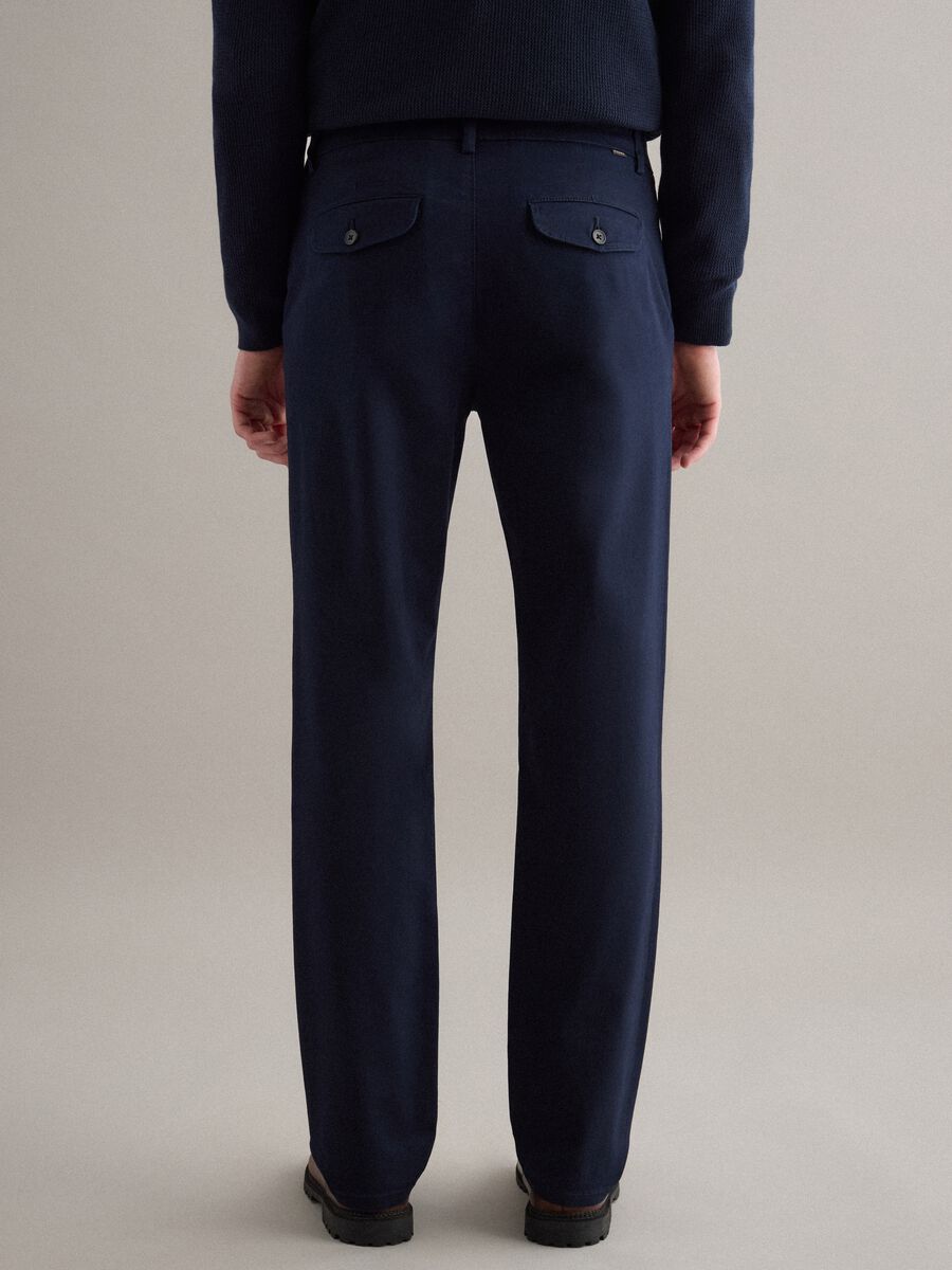 Pantaloni chino blu in cotone elasticizzato slim fit_3