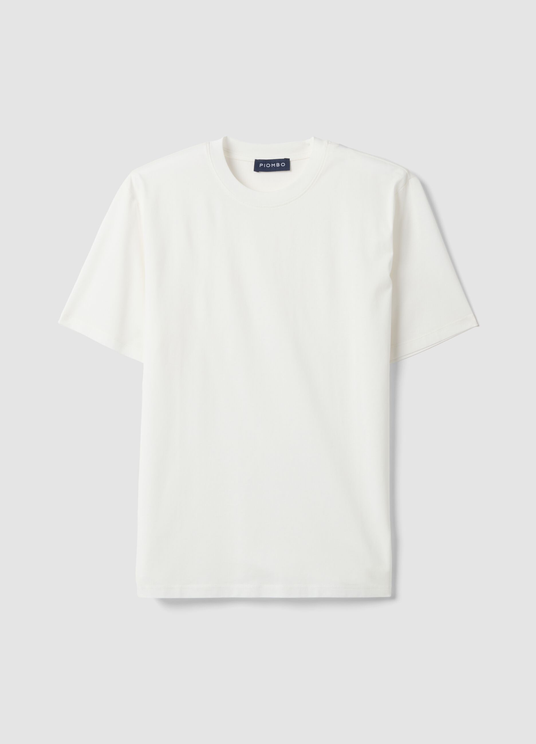 White pure cotton jersey T-shirt with crew neck, relaxed fit