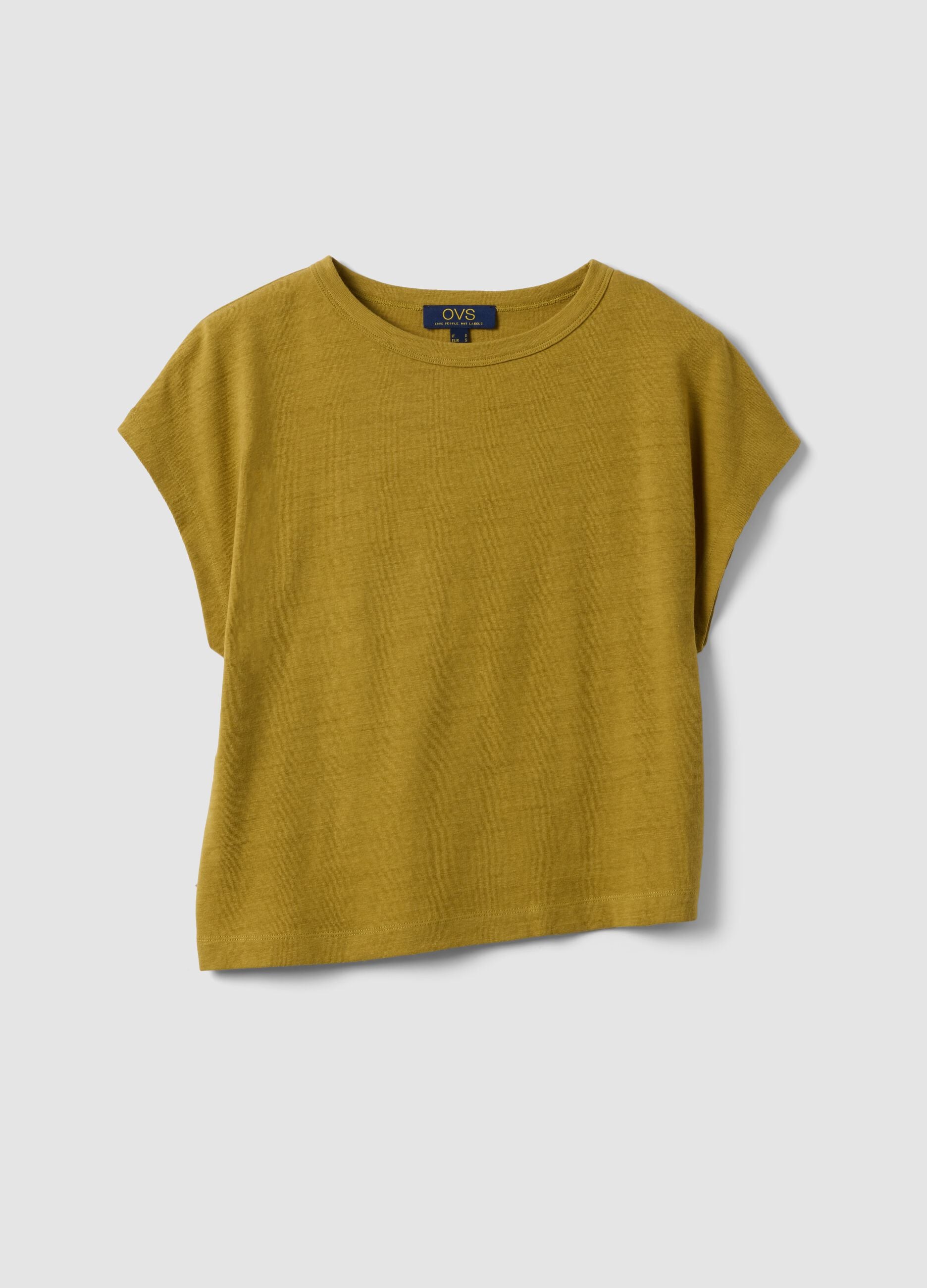 Green regular-fit cotton and linen blend short-sleeve T-shirt