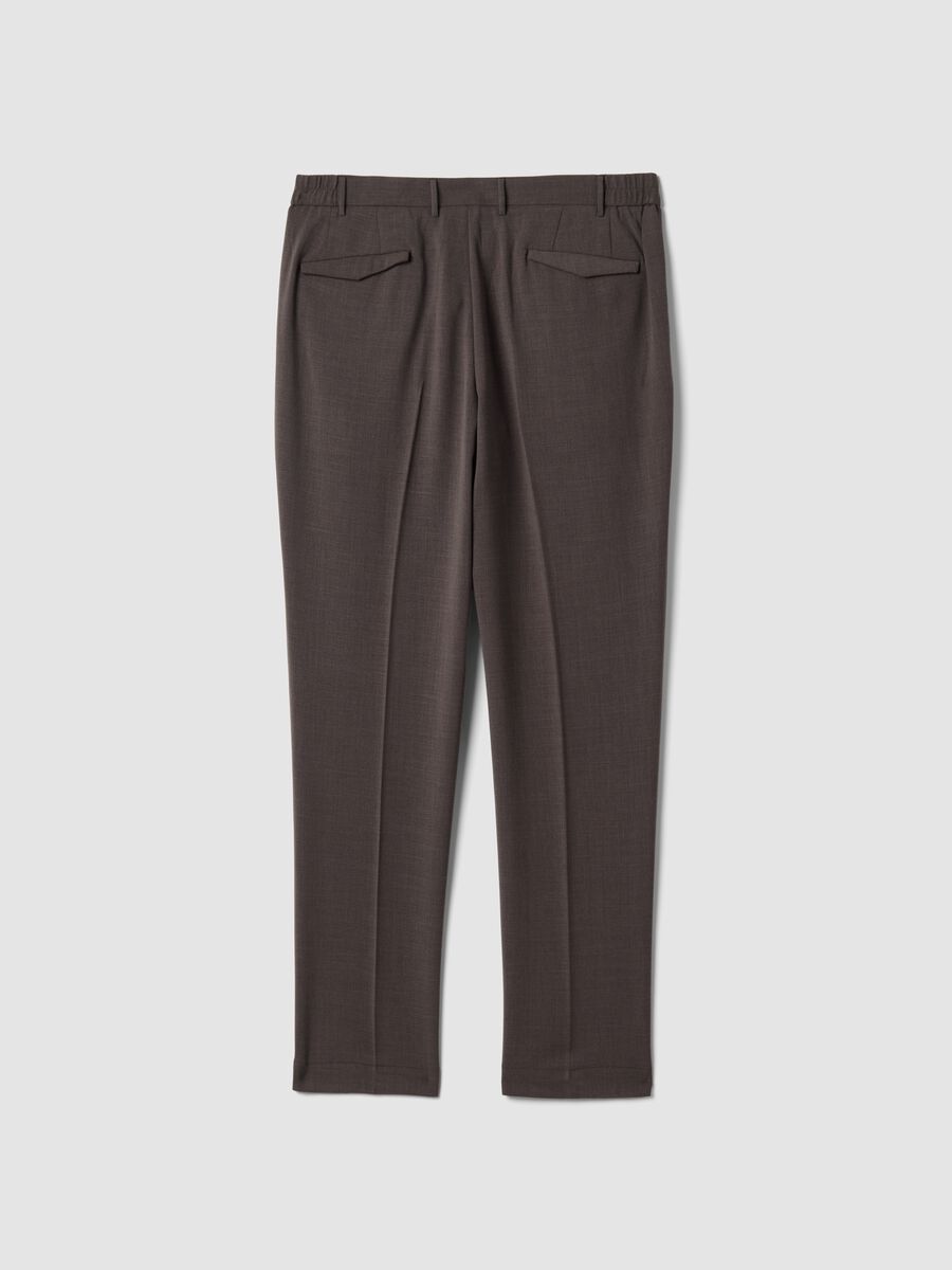Pantaloni marroni in viscosa elasticizzata slim fit_2