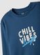 Blue organic cotton pyjamas with "Chill Vibes" slogan for boys_2