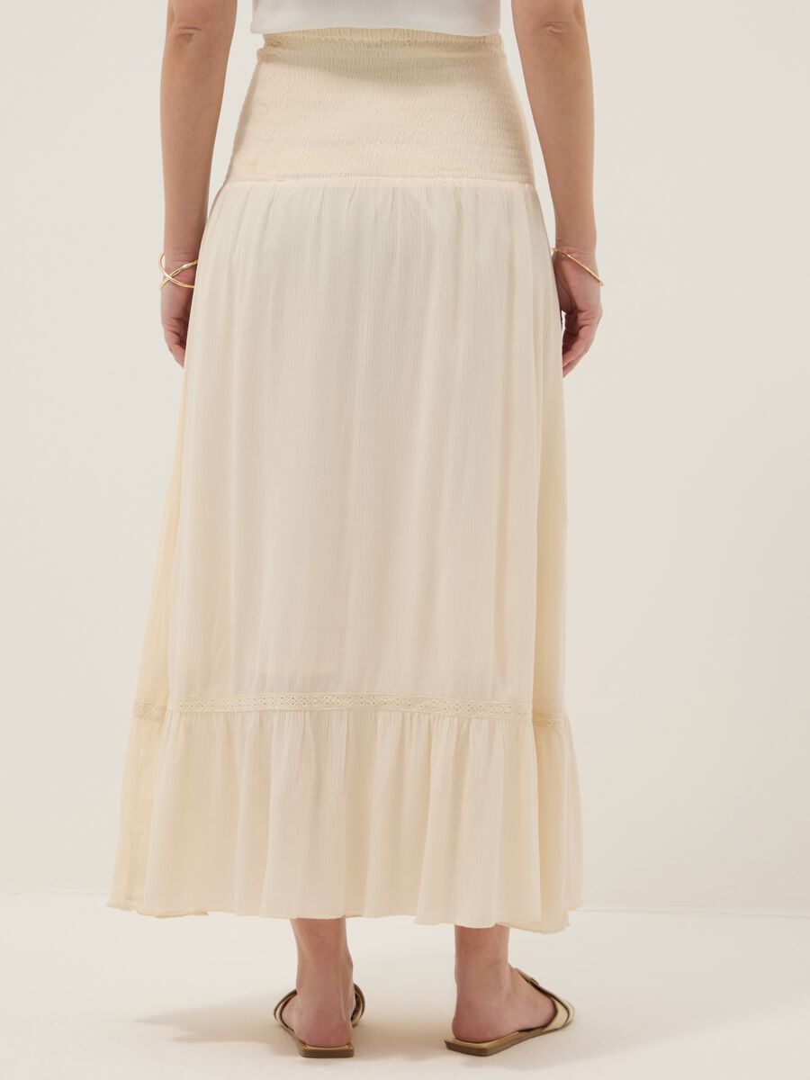 Beige maternity long skirt in pure viscose_2