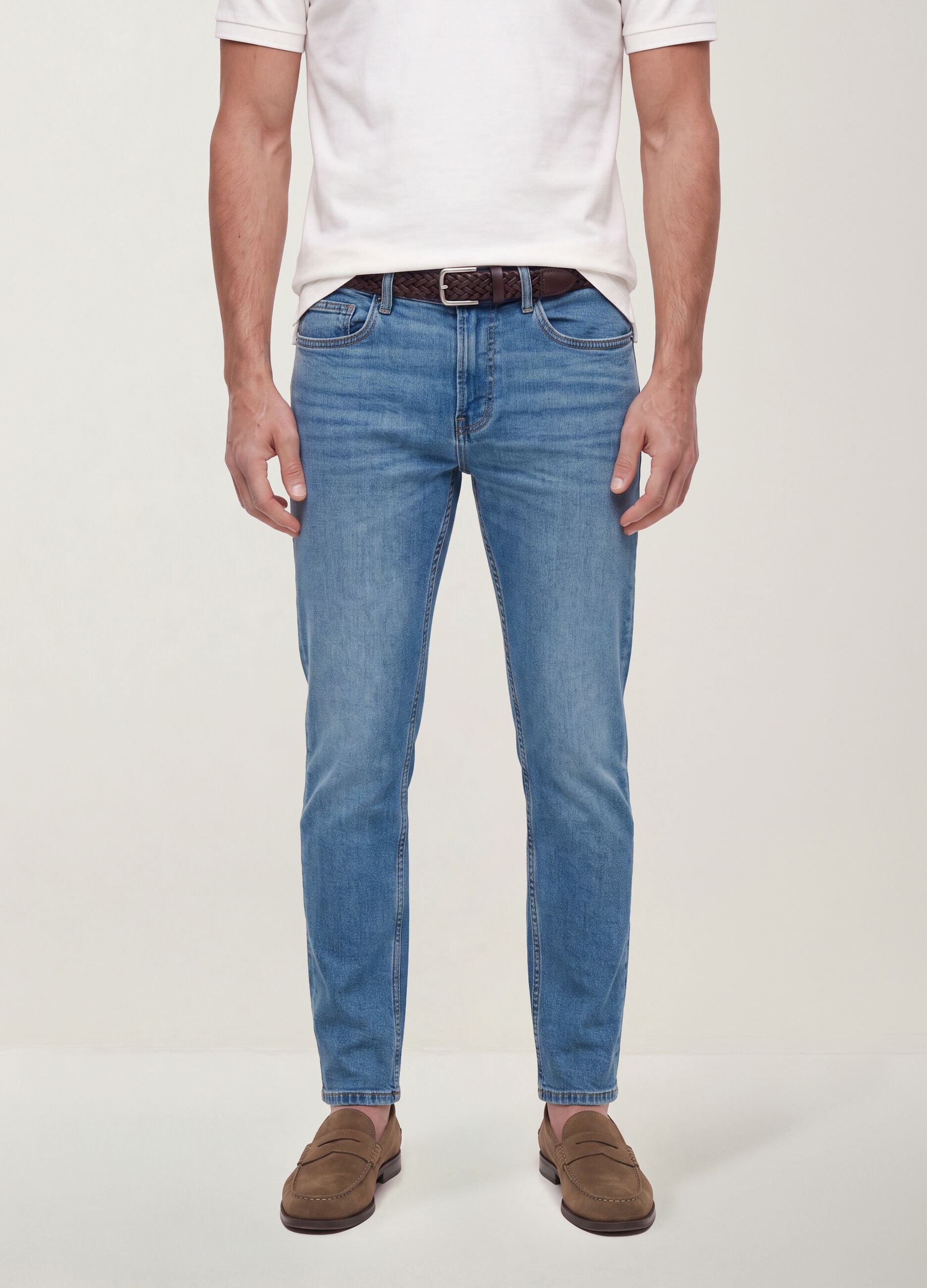 Blue slim-fit stretch cotton jeans
