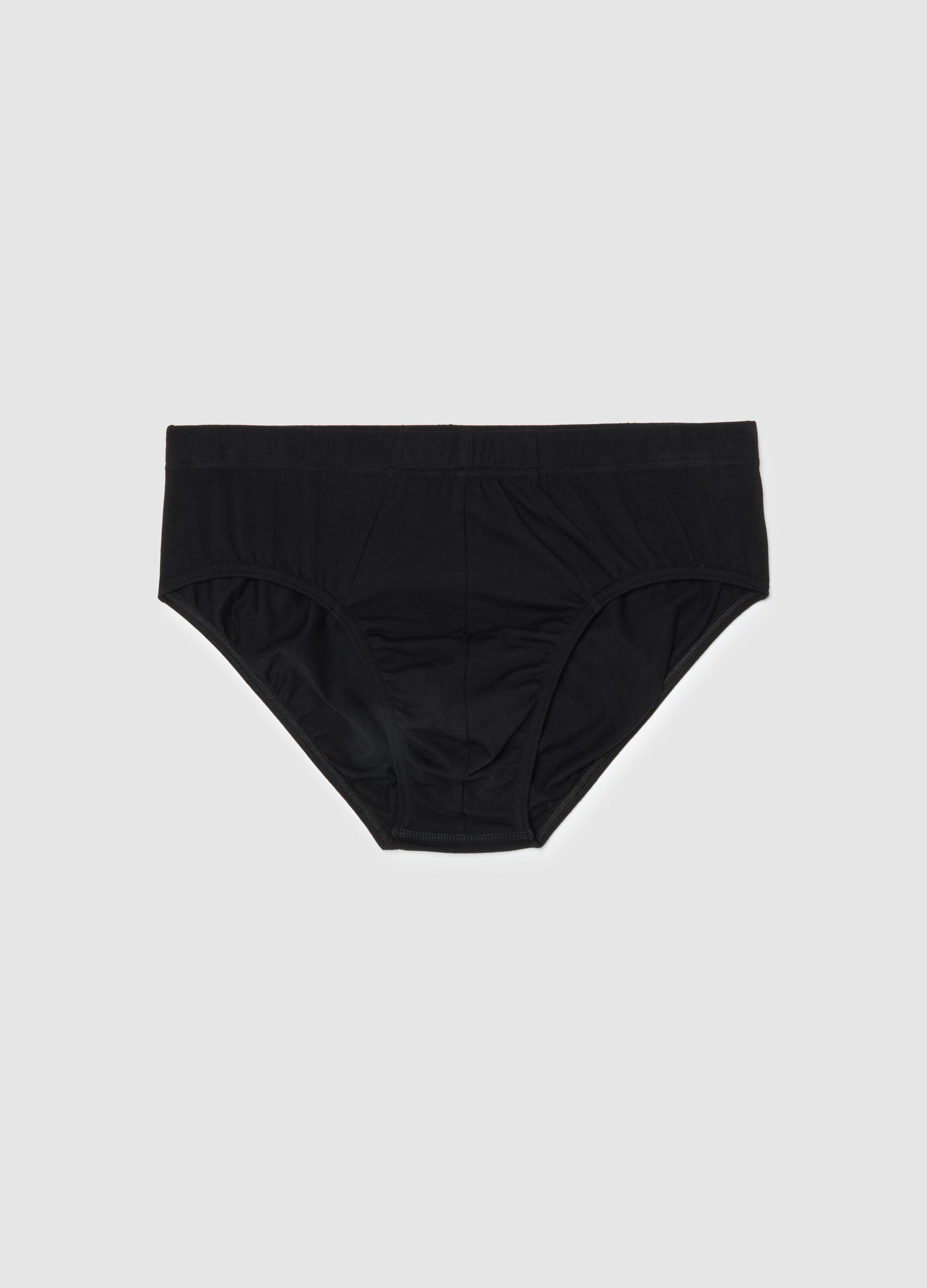 Black cotton stretch briefs with a snug fit