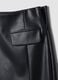 Short black A-line skirt with decorative flap pockets_5