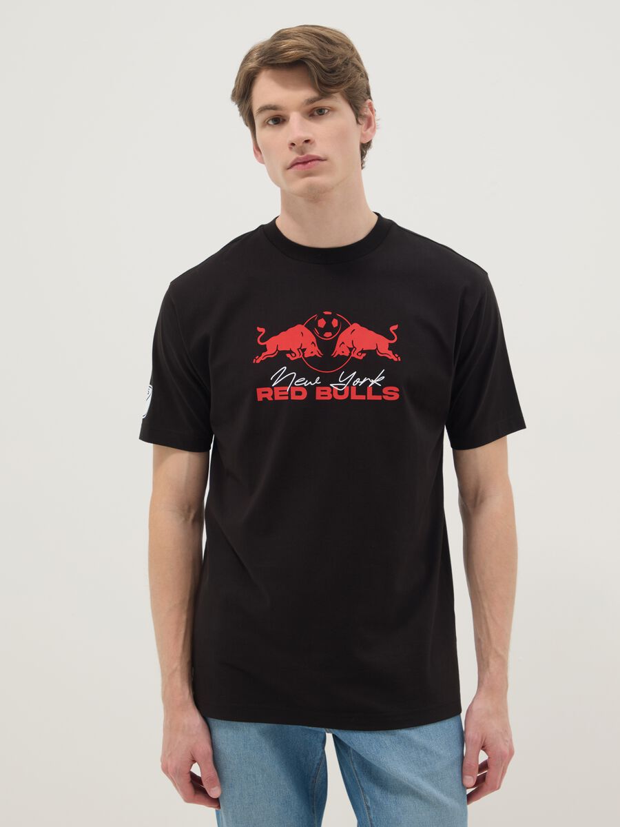 Regular fit pure cotton black short sleeve t-shirt Red Bulls_0
