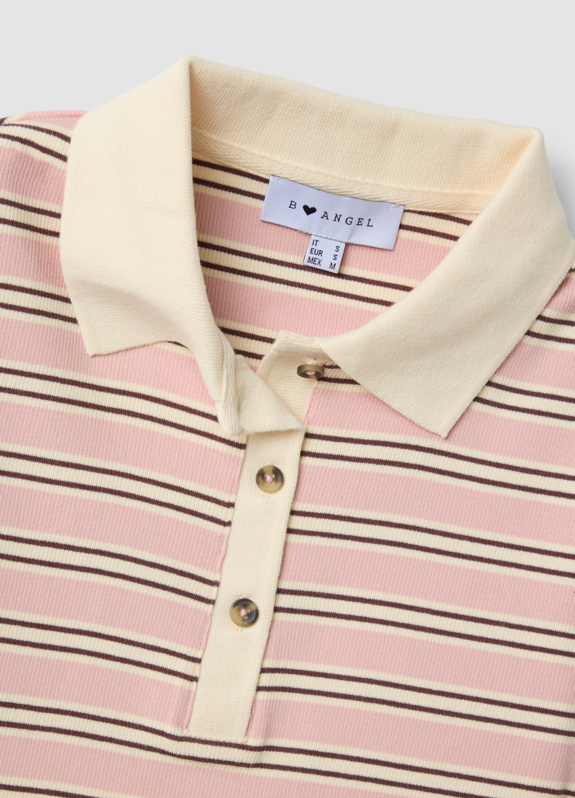 Pink striped cropped stretch-cotton polo, regular fit