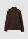 Brown cotton-blend sweatshirt with crew neck and zip, regular fit_3