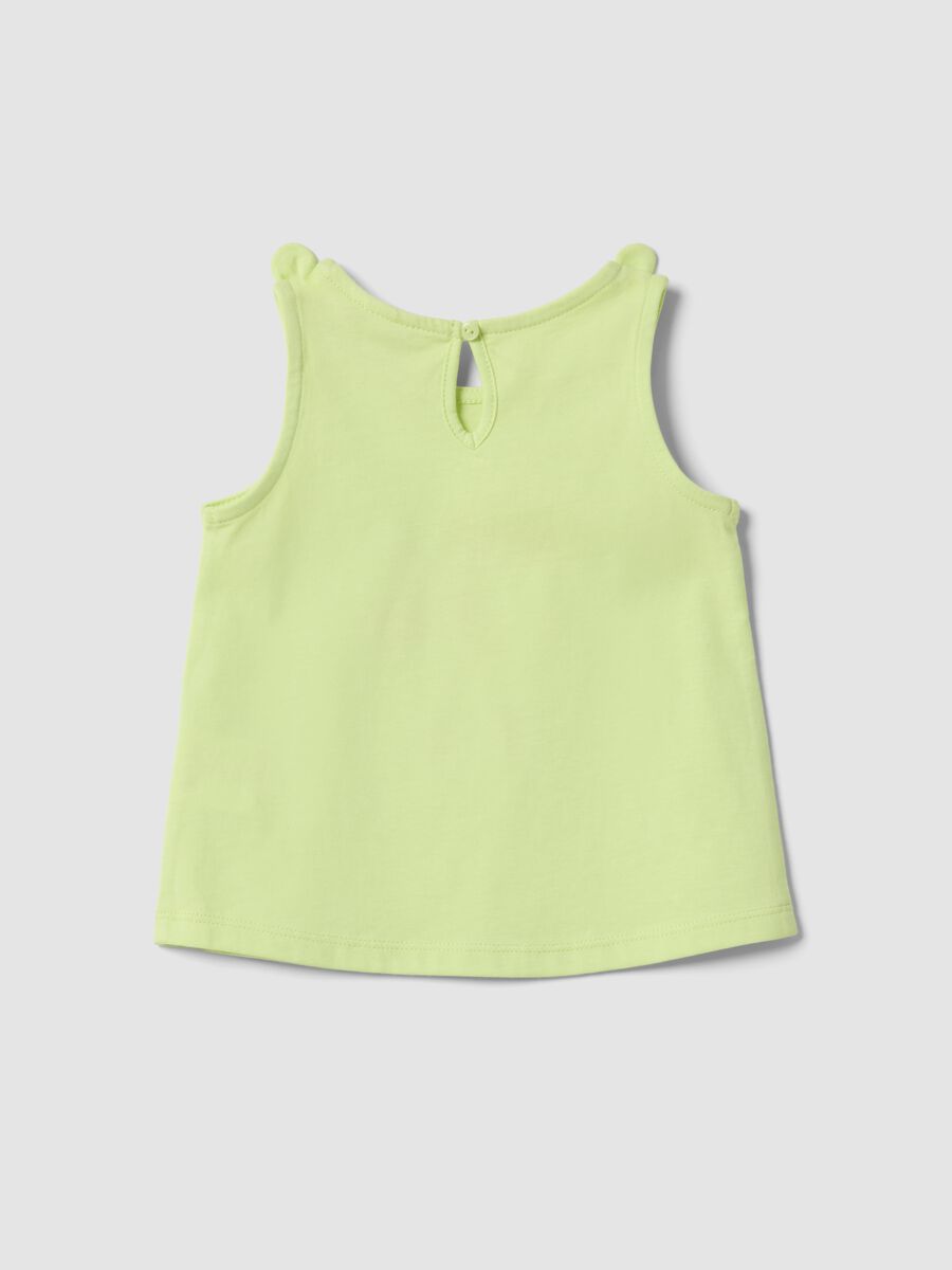 Canotta in puro cotone verde da bimba regular fit con ciliegie_1