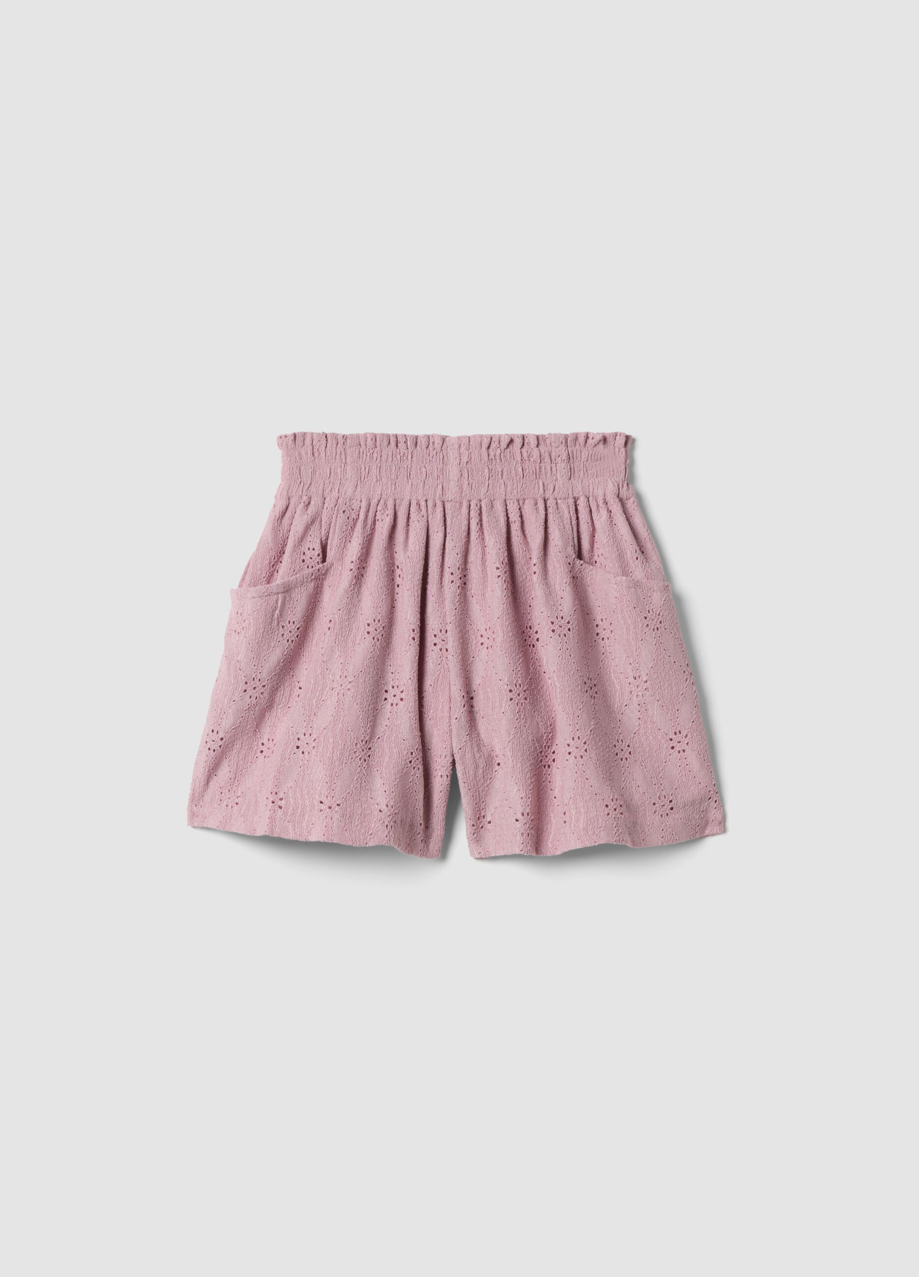 Girls&rsquo; pink stretch shorts with elasticated waist, regular fit
