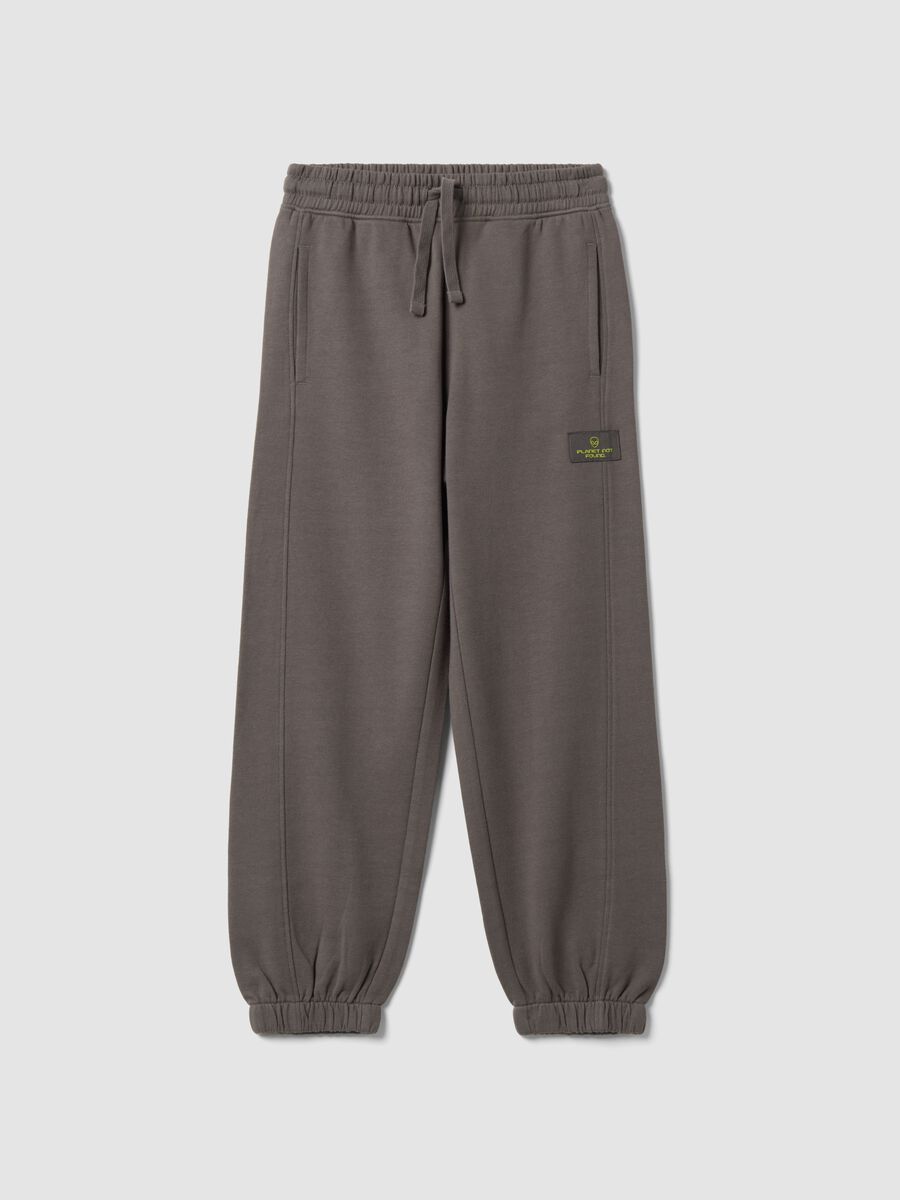 Grey pure cotton oversized joggers for boys_0