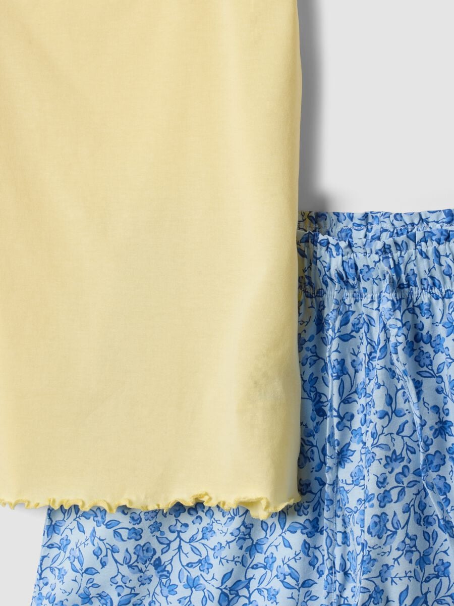 Yellow organic cotton pyjamas with thin-strap top_5