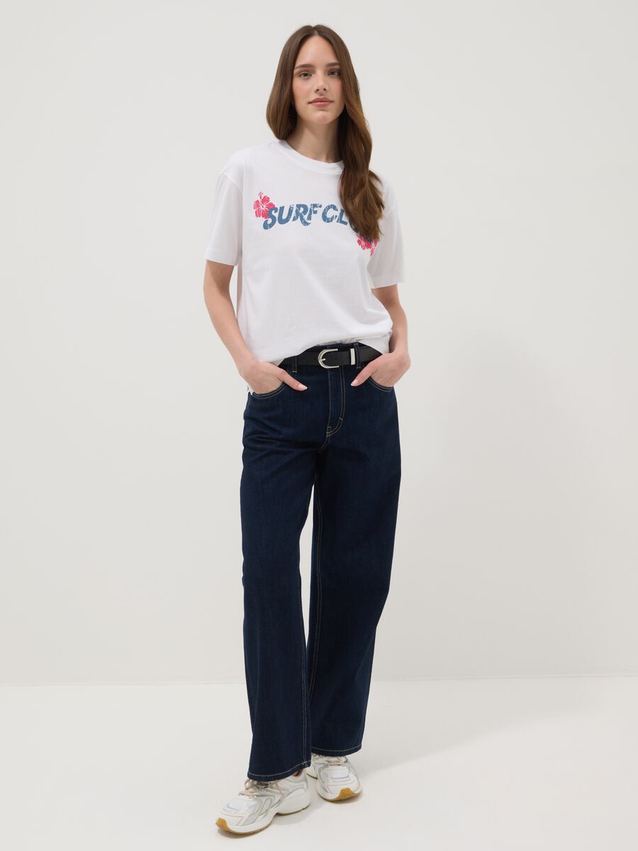 T-shirt in puro cotone bianca regular fit con scritta_2