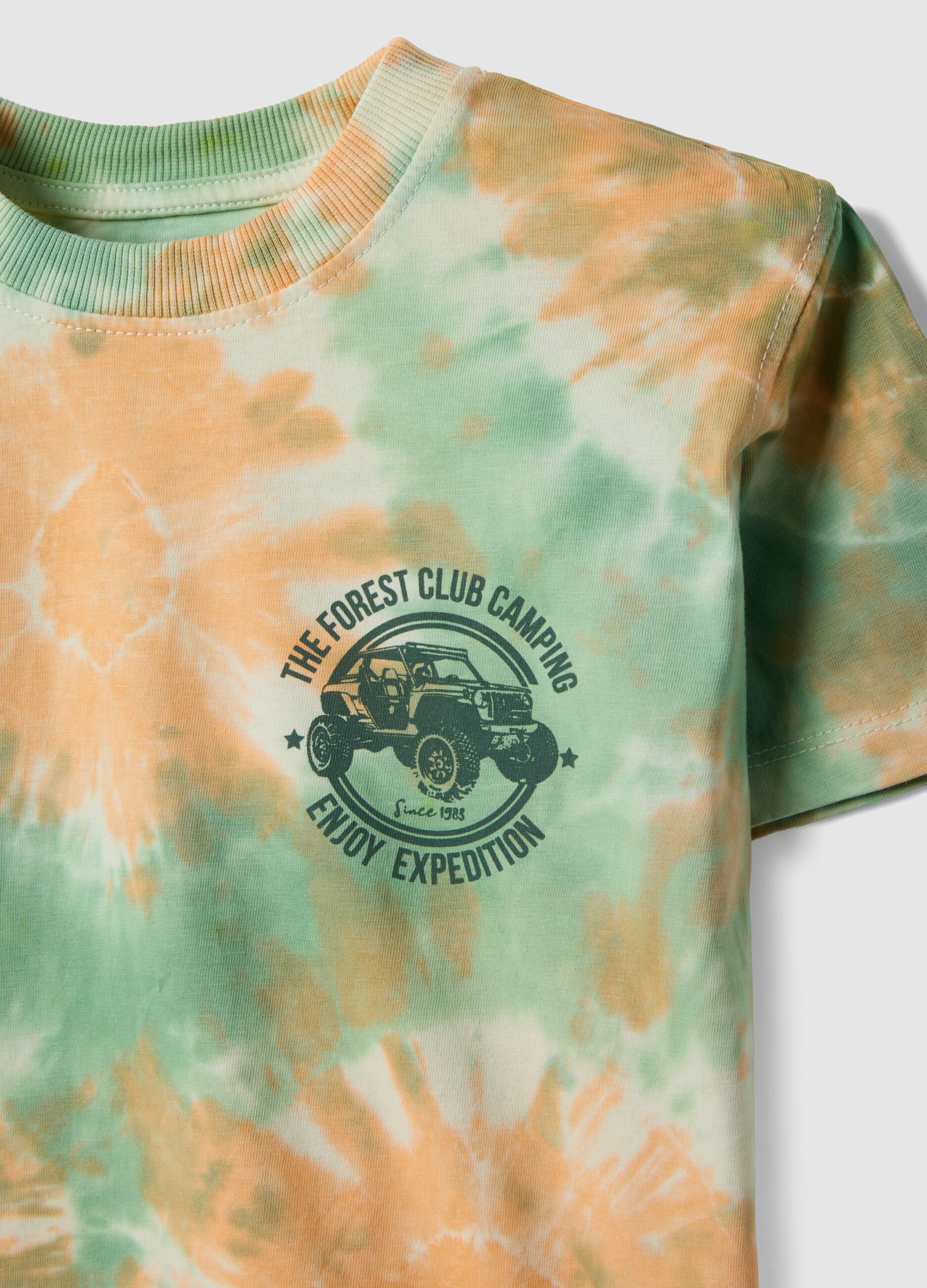 Kids' Multicolour Pure Cotton Tie-Dye T-shirt, Regular Fit